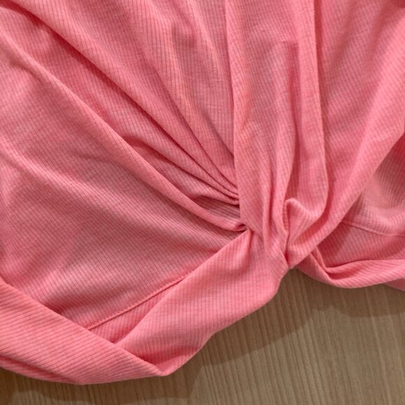 All In Motion Activewear T Shirt 3X Bright Pink Ribbed Polyester Spandex Twist - Picture 2 of 3